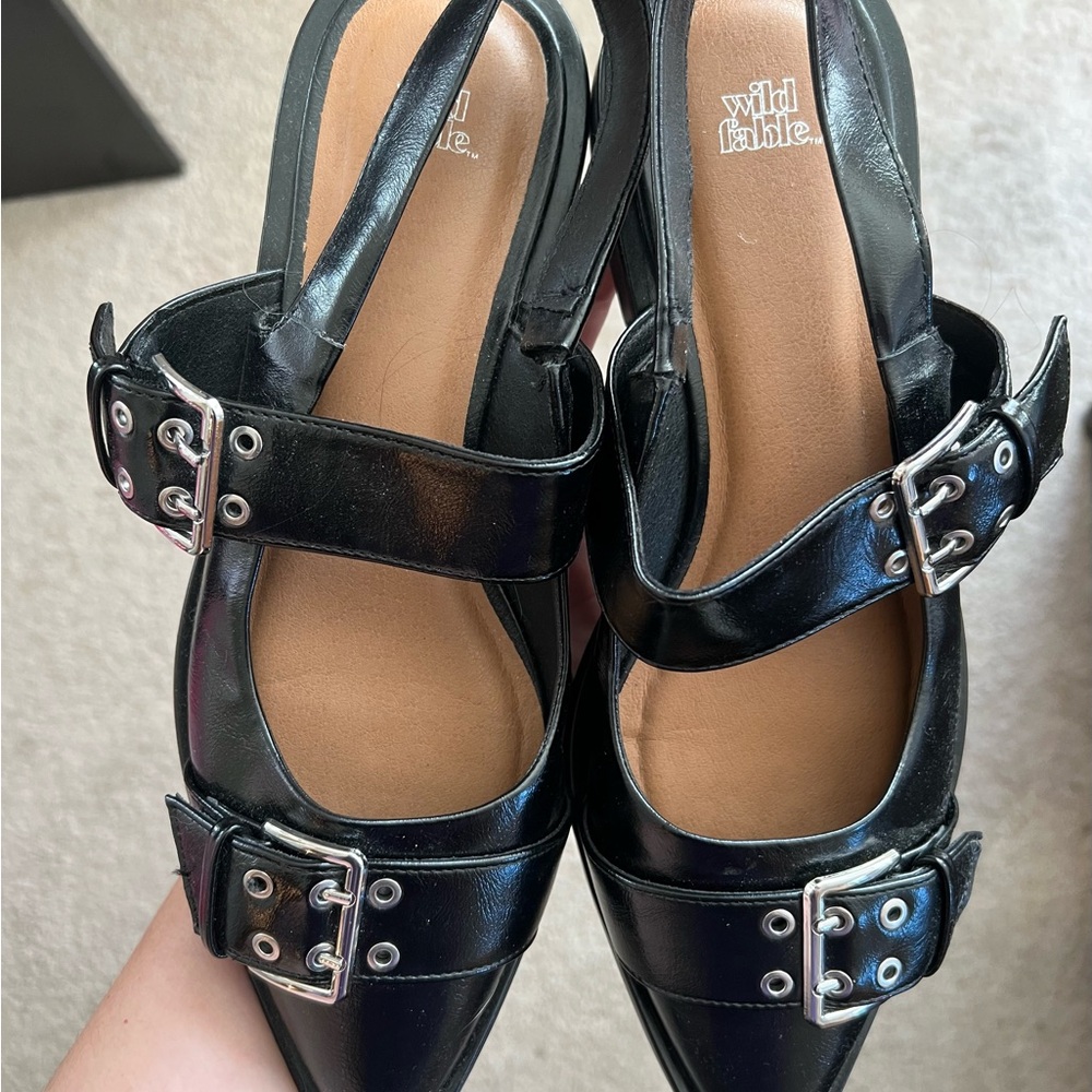 Wild Fable Black Buckle Mules